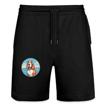 Basset Bleu De Gascogne Race De Chien Cartoon Kawaii - Short de jogging bio TRAINER Stanley/Stella unisexe - noir - Devant - Nik (191cm) & Marisol (170cm)