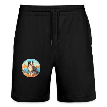 Chien de berger des Carpates race Cartoon Kawaii chien - Short de jogging bio TRAINER Stanley/Stella unisexe - noir - Devant - Nik (191cm) & Marisol (170cm)