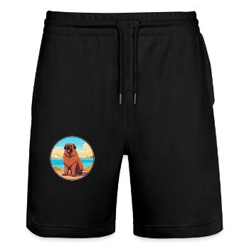Caucasien Ovcharka Race De Chien De Dessin Animé Kawaii Chien - Short de jogging bio TRAINER Stanley/Stella unisexe - noir - Devant - Nik (191cm) & Marisol (170cm)