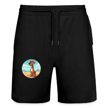 Cimarron Uruguayo Dog Breed Cartoon Kawaii Clipart - Stanley/Stella Trainer Unisex Organic Jogging Shorts - black - Front - Nik (191cm) & Marisol (170cm)