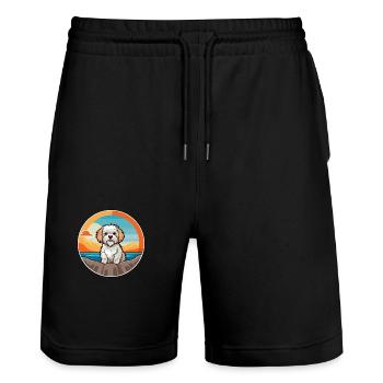 Dandie Dinmont Terrier Dog Breed Cartoon Kawaii - Stanley/Stella Trainer Unisex Organic Jogging Shorts - black - Front - Nik (191cm) & Marisol (170cm)