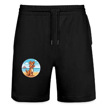 Drentse Patrijshond Race de chien Cartoon Kawaii Chien - Short de jogging bio TRAINER Stanley/Stella unisexe - noir - Devant - Nik (191cm) & Marisol (170cm)