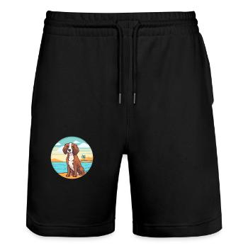German Spaniel Dog Breed Cartoon Kawaii Clipart - Stanley/Stella Trainer Unisex Organic Jogging Shorts - black - Front - Nik (191cm) & Marisol (170cm)