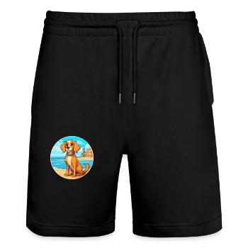 Havenese chien race dessin animé Kawaii Clipart chien animal de compagnie - Short de jogging bio TRAINER Stanley/Stella unisexe - noir - Devant - Nik (191cm) & Marisol (170cm)