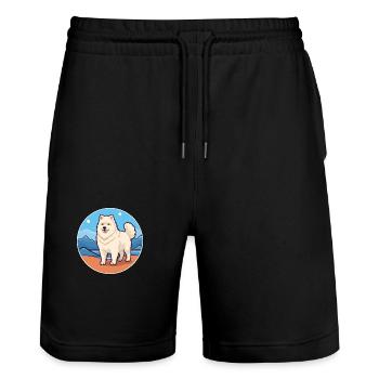 Greenland Dog Breed Cartoon Kawaii Clipart Dog Pet - Stanley/Stella Trainer Unisex Organic Jogging Shorts - black - Front - Nik (191cm) & Marisol (170cm)