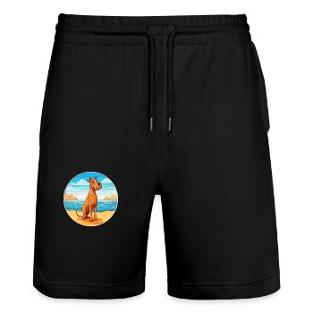 Irish Terrier Dog Breed Cartoon Kawaii Clipart Dog - Stanley/Stella Trainer Unisex Organic Jogging Shorts - black - Front - Nik (191cm) & Marisol (170cm)
