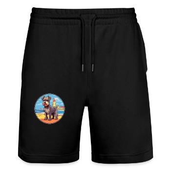 Mittelschnauze Hund Rasse Cartoon Kawaii Clipart - Stanley/Stella Unisex Bio Joggingshorts Trainer  - Schwarz - Vorne - Nik (191cm) & Marisol (170cm)