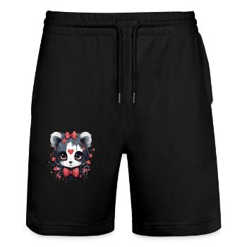 Niedliches Teddybär Mädchen - Stanley/Stella Unisex Bio Joggingshorts Trainer  - Schwarz - Vorne - Nik (191cm) & Marisol (170cm)