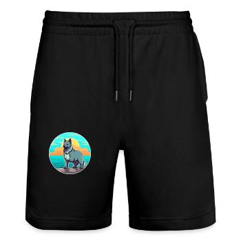 Norwegian Elkhound Dog Breed Cartoon Kawaii Dog - Stanley/Stella Trainer Unisex Organic Jogging Shorts - black - Front - Nik (191cm) & Marisol (170cm)