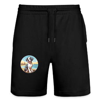 Picardie Schäferhund Hund Rasse Cartoon Kawaii Clipart - Stanley/Stella Unisex Bio Joggingshorts Trainer  - Schwarz - Vorne - Nik (191cm) & Marisol (170cm)