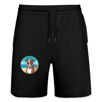 Pitbull Dog Breed Cartoon Kawaii Clipart Dog Pet - Stanley/Stella Trainer Unisex Organic Jogging Shorts - black - Front - Nik (191cm) & Marisol (170cm)