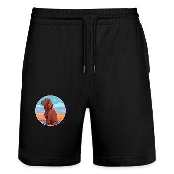 Sussex Spaniel Dog Breed Cartoon Kawaii Clipart - Stanley/Stella Trainer Unisex Organic Jogging Shorts - black - Front - Nik (191cm) & Marisol (170cm)