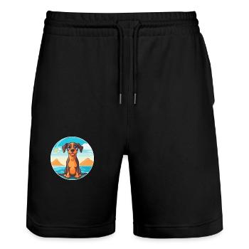 Ratonero Murciano chien race Cartoon Kawaii Clipart - Short de jogging bio TRAINER Stanley/Stella unisexe - noir - Devant - Nik (191cm) & Marisol (170cm)