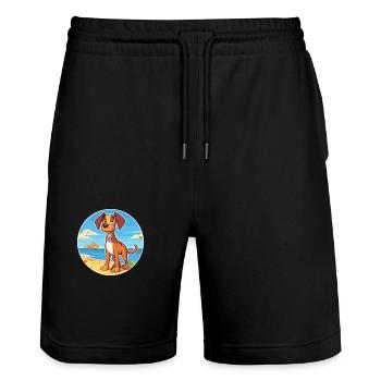 Ratonero Valenciano Race de chien Cartoon Kawaii Dog - Short de jogging bio TRAINER Stanley/Stella unisexe - noir - Devant - Nik (191cm) & Marisol (170cm)