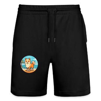 spielzeug deutsch spitz hund rasse cartoon kawaii clipart - Stanley/Stella Unisex Bio Joggingshorts Trainer  - Schwarz - Vorne - Nik (191cm) & Marisol (170cm)