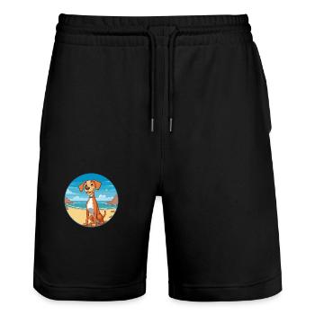 Stephens Cur chien race Cartoon Kawaii Clipart chien - Short de jogging bio TRAINER Stanley/Stella unisexe - noir - Devant - Nik (191cm) & Marisol (170cm)