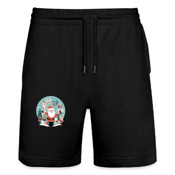 La magie de Noël - Short de jogging bio TRAINER Stanley/Stella unisexe - noir - Devant - Nik (191cm) & Marisol (170cm)