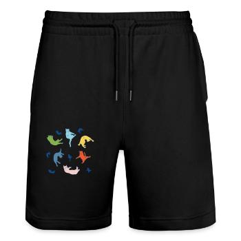 Chute de chats - Short de jogging bio TRAINER Stanley/Stella unisexe - noir - Devant - Nik (191cm) & Marisol (170cm)