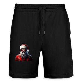 Hipster Claus - Stanley/Stella Trainer Unisex Organic Jogging Shorts - black - Front - Nik (191cm) & Marisol (170cm)