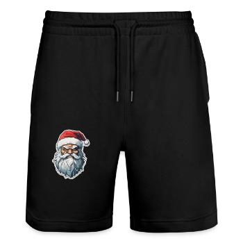 Weihnachtsmann - Illustration - Stanley/Stella Unisex Bio Joggingshorts Trainer  - Schwarz - Vorne - Nik (191cm) & Marisol (170cm)