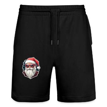 Weihnachtsmann - Illustration - Stanley/Stella Unisex Bio Joggingshorts Trainer  - Schwarz - Vorne - Nik (191cm) & Marisol (170cm)