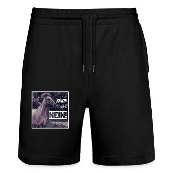 Spirit Motto Nein - Stanley/Stella Unisex Bio Joggingshorts Trainer  - Schwarz - Vorne - Nik (191cm) & Marisol (170cm)