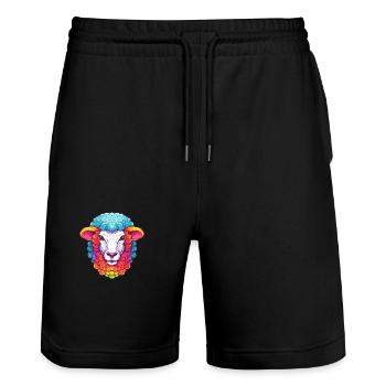 Sheep Colorful Watercolor Cartoon Kawaii Animal - Stanley/Stella Trainer Unisex Organic Jogging Shorts - black - Front - Nik (191cm) & Marisol (170cm)