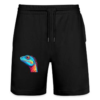Lizard Colorful Watercolor Cartoon Kawaii Animal - Stanley/Stella Trainer Unisex Organic Jogging Shorts - black - Front - Nik (191cm) & Marisol (170cm)
