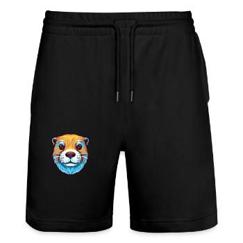 Otter Colorful Watercolor Cartoon Kawaii Animal - Stanley/Stella Trainer Unisex Organic Jogging Shorts - black - Front - Nik (191cm) & Marisol (170cm)