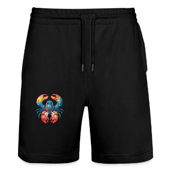 Hummer Buntes Aquarell Cartoon Kawaii Tier - Stanley/Stella Unisex Bio Joggingshorts Trainer  - Schwarz - Vorne - Nik (191cm) & Marisol (170cm)
