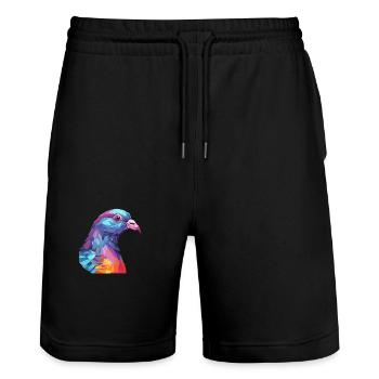 Pigeon Colorful Watercolor Cartoon Kawaii Animal - Stanley/Stella Trainer Unisex Organic Jogging Shorts - black - Front - Nik (191cm) & Marisol (170cm)
