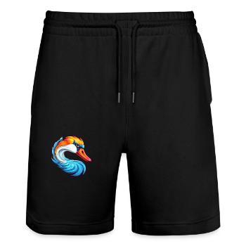 Schwan Buntes Aquarell Cartoon Kawaii Tier - Stanley/Stella Unisex Bio Joggingshorts Trainer  - Schwarz - Vorne - Nik (191cm) & Marisol (170cm)