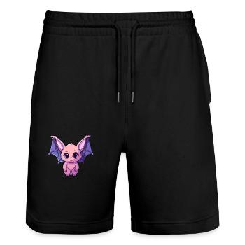 Bat Colorful Watercolor Cartoon Kawaii Animal - Stanley/Stella Trainer Unisex Organic Jogging Shorts - black - Front - Nik (191cm) & Marisol (170cm)