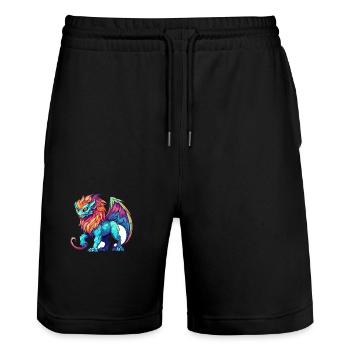 Manticore Bunte Aquarell-Karikatur Kawaii Anima - Stanley/Stella Unisex Bio Joggingshorts Trainer  - Schwarz - Vorne - Nik (191cm) & Marisol (170cm)