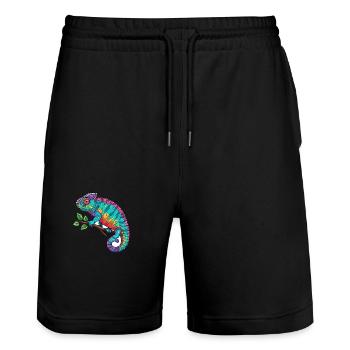 Chamäleon Bunte Aquarell-Karikatur Kawaii Anima - Stanley/Stella Unisex Bio Joggingshorts Trainer  - Schwarz - Vorne - Nik (191cm) & Marisol (170cm)