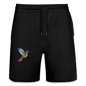 Hummingbird Colorful Watercolor Cartoon Kawaii Ani - Stanley/Stella Trainer Unisex Organic Jogging Shorts - black - Front - Nik (191cm) & Marisol (170cm)
