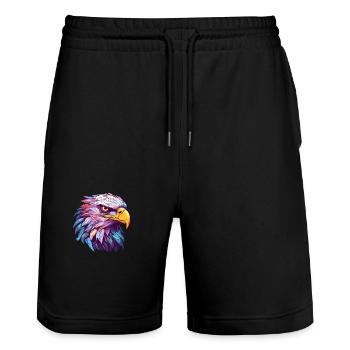 Eagle Colorful Watercolor Cartoon Kawaii Animal - Stanley/Stella Trainer Unisex Organic Jogging Shorts - black - Front - Nik (191cm) & Marisol (170cm)