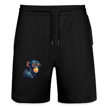 Bonobo Colorful Watercolor Cartoon Kawaii Animal - Stanley/Stella Trainer Unisex Organic Jogging Shorts - black - Front - Nik (191cm) & Marisol (170cm)