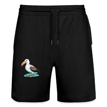 Albatros Bunte Aquarell-Karikatur Kawaii Anima - Stanley/Stella Unisex Bio Joggingshorts Trainer  - Schwarz - Vorne - Nik (191cm) & Marisol (170cm)