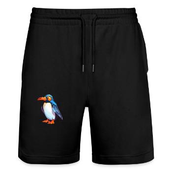 Penguin Colorful Watercolor Cartoon Kawaii Animal - Stanley/Stella Trainer Unisex Organic Jogging Shorts - black - Front - Nik (191cm) & Marisol (170cm)