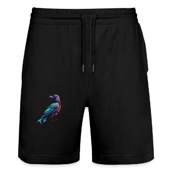 Crow Colorful Watercolor Cartoon Kawaii Animal - Stanley/Stella Trainer Unisex Organic Jogging Shorts - black - Front - Nik (191cm) & Marisol (170cm)