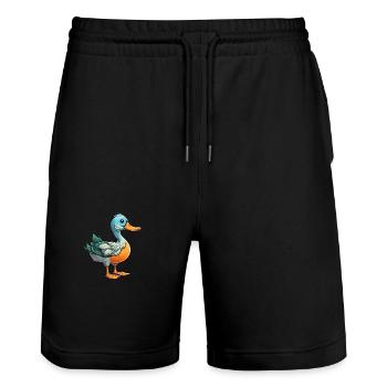 Ente buntes Aquarell Cartoon Kawaii Tier - Stanley/Stella Unisex Bio Joggingshorts Trainer  - Schwarz - Vorne - Nik (191cm) & Marisol (170cm)