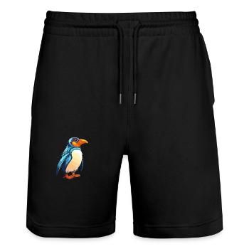 Penguin Colorful Watercolor Cartoon Kawaii Animal - Stanley/Stella Trainer Unisex Organic Jogging Shorts - black - Front - Nik (191cm) & Marisol (170cm)