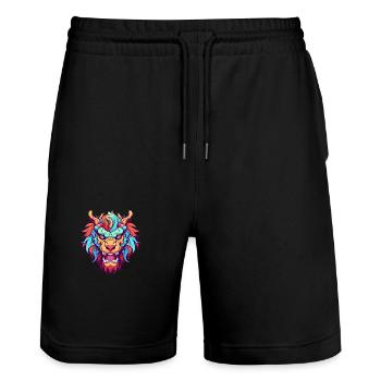 Chimère Aquarelle Colorée Dessin Animé Kawaii Animal - Short de jogging bio TRAINER Stanley/Stella unisexe - noir - Devant - Nik (191cm) & Marisol (170cm)