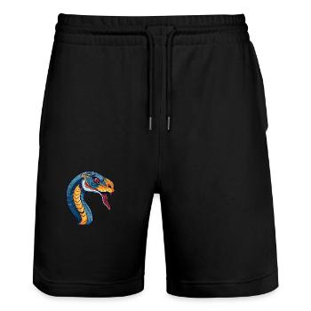 Kobra Buntes Aquarell Cartoon Kawaii Tier - Stanley/Stella Unisex Bio Joggingshorts Trainer  - Schwarz - Vorne - Nik (191cm) & Marisol (170cm)