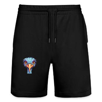 Ostrich Colorful Watercolor Cartoon Kawaii Animal - Stanley/Stella Trainer Unisex Organic Jogging Shorts - black - Front - Nik (191cm) & Marisol (170cm)