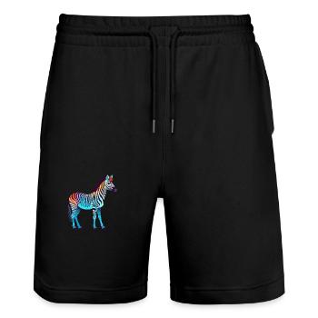 Zebra Colorful Watercolor Cartoon Kawaii Animal - Stanley/Stella Trainer Unisex Organic Jogging Shorts - black - Front - Nik (191cm) & Marisol (170cm)