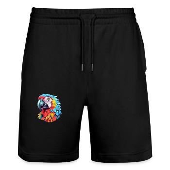 Papagei buntes Aquarell Cartoon Kawaii Tier - Stanley/Stella Unisex Bio Joggingshorts Trainer  - Schwarz - Vorne - Nik (191cm) & Marisol (170cm)