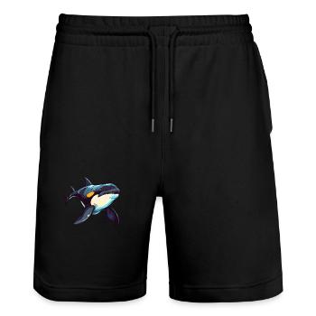 Orca Colorful Watercolor Cartoon Kawaii Animal - Stanley/Stella Trainer Unisex Organic Jogging Shorts - black - Front - Nik (191cm) & Marisol (170cm)
