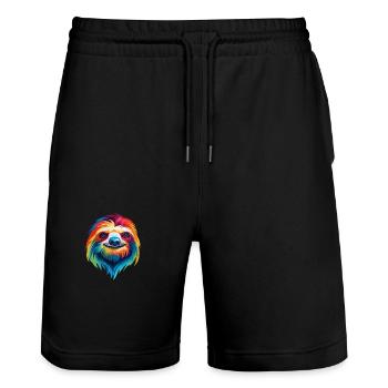Faultier buntes Aquarell Cartoon Kawaii Tier - Stanley/Stella Unisex Bio Joggingshorts Trainer  - Schwarz - Vorne - Nik (191cm) & Marisol (170cm)